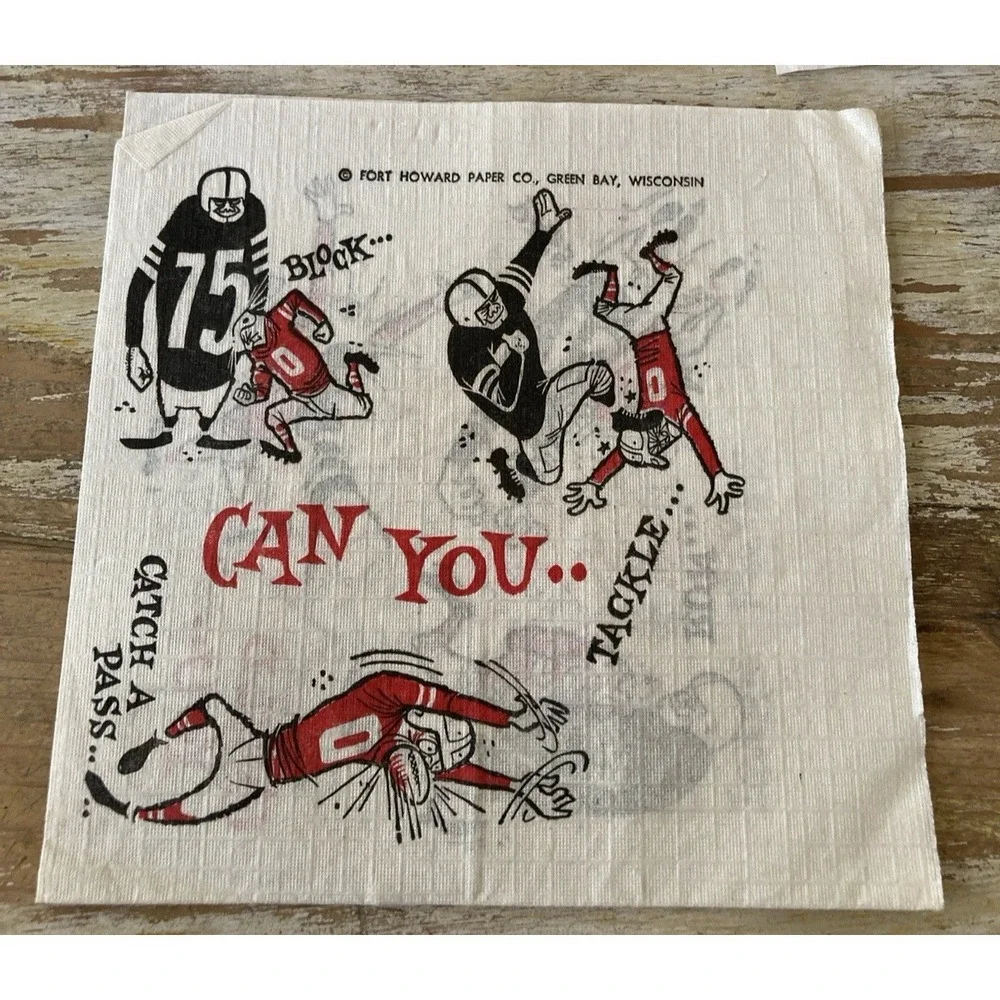 Vintage bar paper cocktail napkins gag joke themed football bartenders 1960's